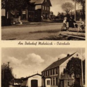 o.: Lebensmittelgeschäft, u.: Bahnhofshotel