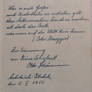 Otto Schönemann - ein Eintrag in ein Poesiealbum von 1950 